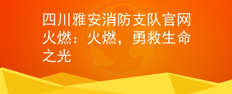 四川雅安消防支队官网火燃：火燃，勇救生命之光