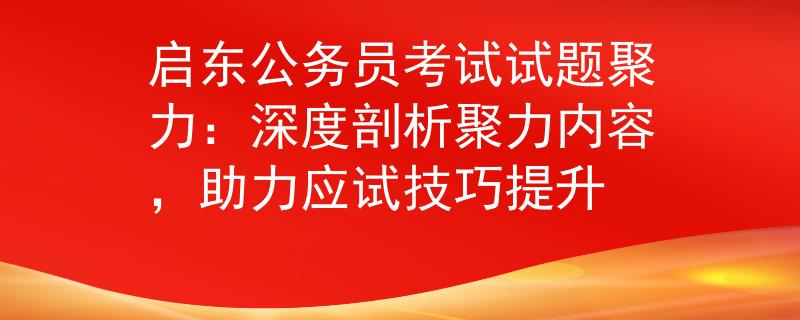 启东公务员考试试题聚力：深度剖析聚力内容，助力应试技巧提升