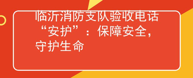 临沂消防支队验收电话“安护”：保障安全，守护生命