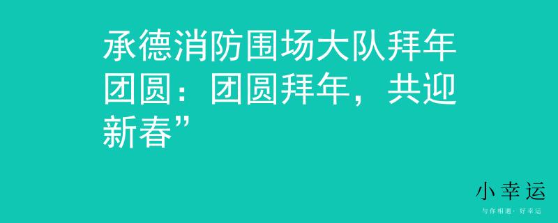 承德消防围场大队拜年团圆：团圆拜年，共迎新春”
