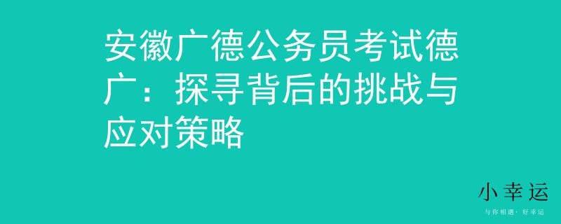 安徽广德公务员考试德广：探寻背后的挑战与应对策略
