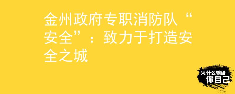 金州政府专职消防队“安全”：致力于打造安全之城