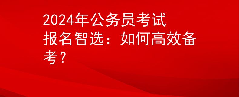 2024年公务员考试报名智选：如何高效备考？