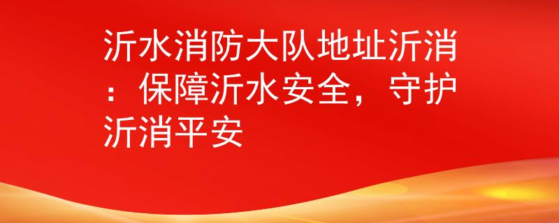 沂水消防大队地址沂消：保障沂水安全，守护沂消平安
