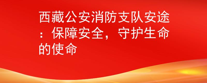 西藏公安消防支队安途：保障安全，守护生命的使命